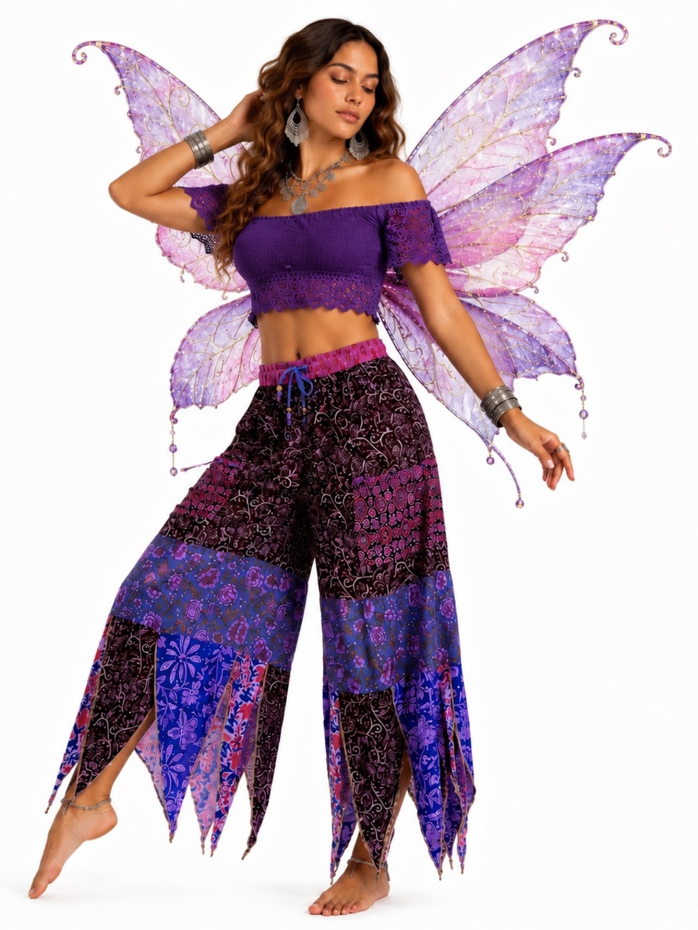 Hippie Forever Handmade Patchwork Handkerchief Pants Women SZ OS Whimsical Fairy